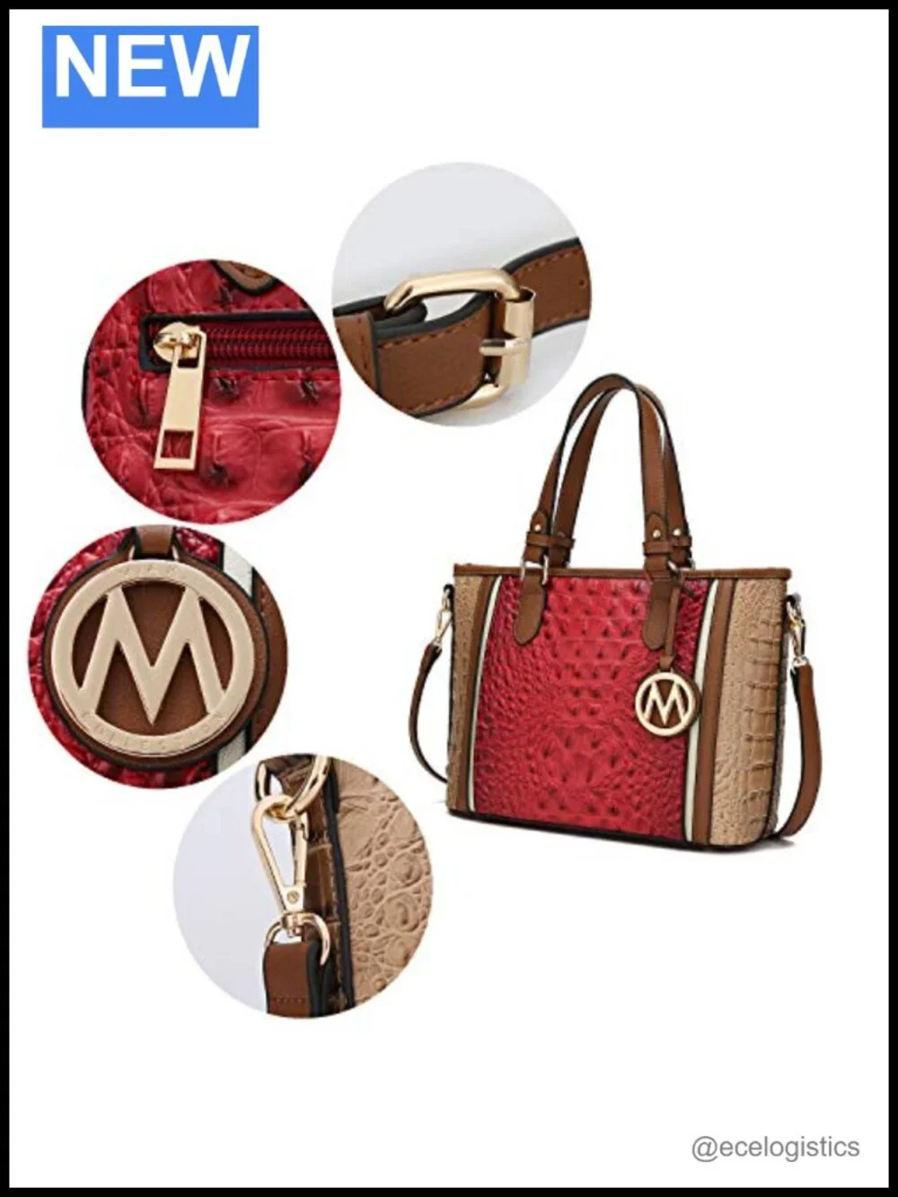 Vegan Leather Tote Satchel Handbag with Wallet